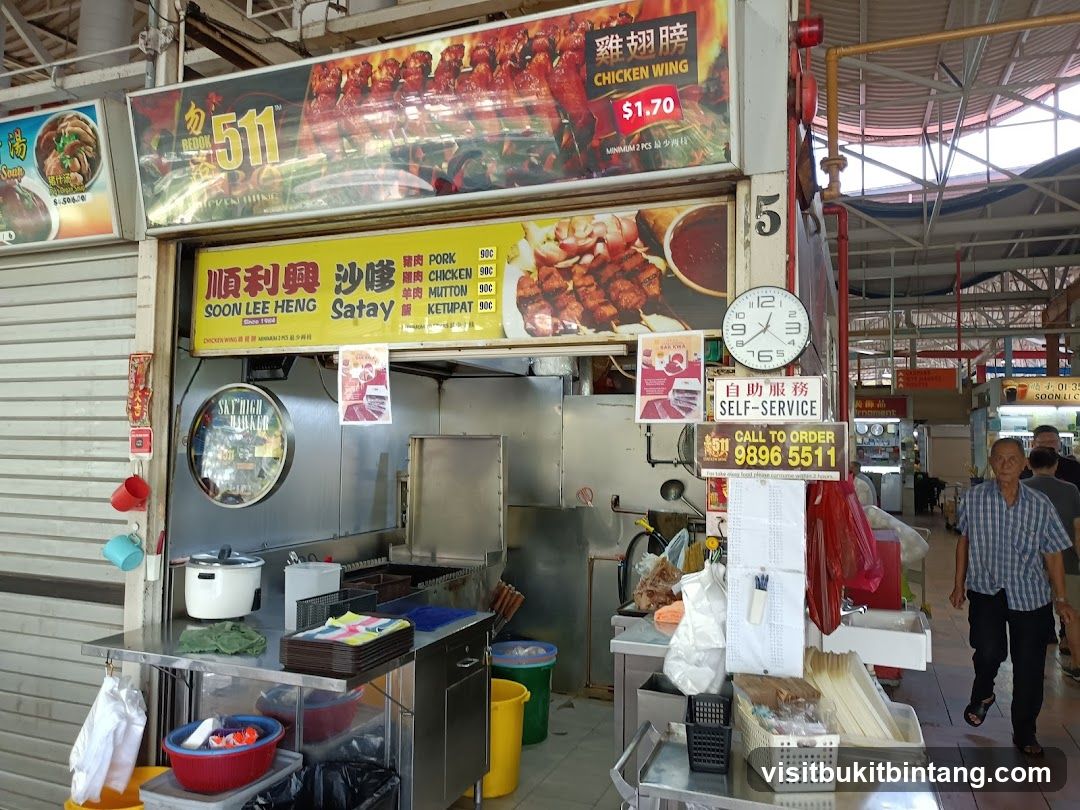 Food Stall with Satay and Chicken Wings