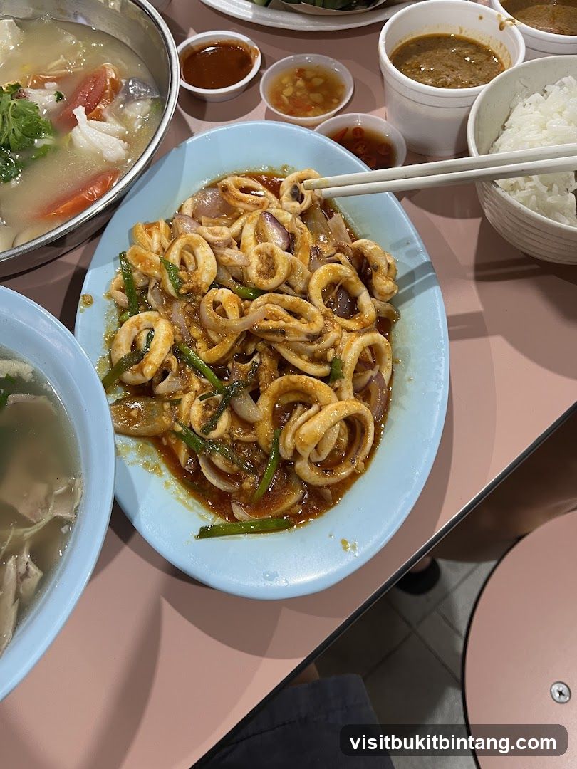 Squid Dish with Rice and Soup
