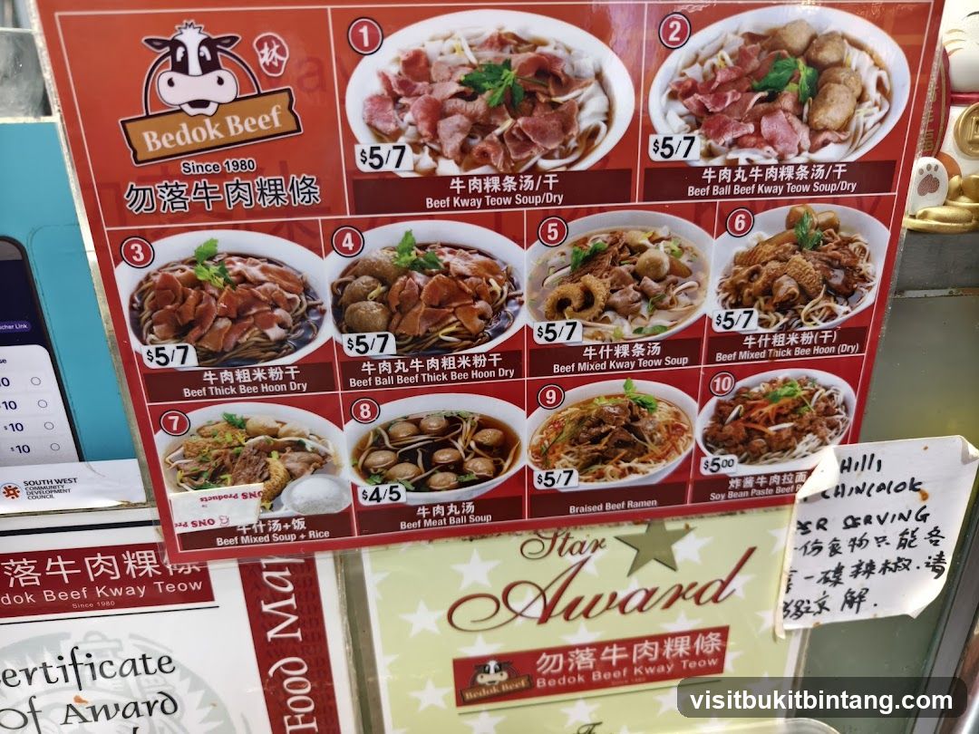 Bedok Beef Menu