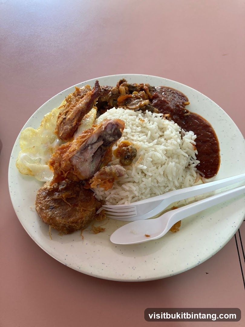 Plate of Rice with Fried Chicken and Sides
