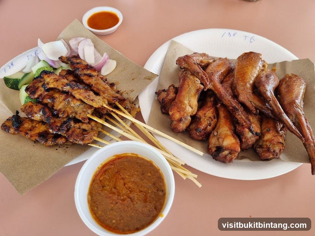 Grilled Chicken Wings and Satay