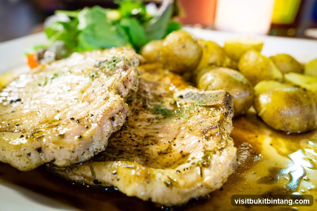 Pork Chops with Potatoes and Salad