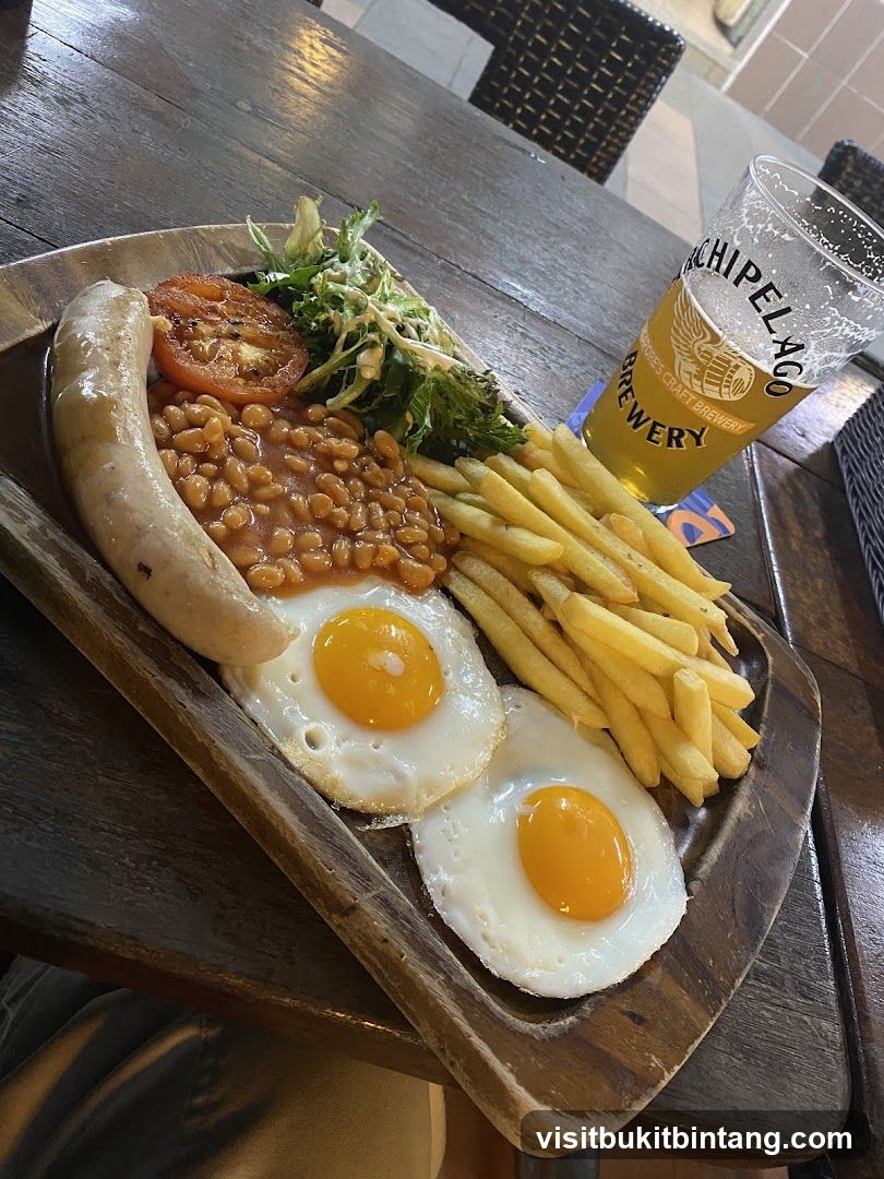 Hearty Breakfast Platter with Beer