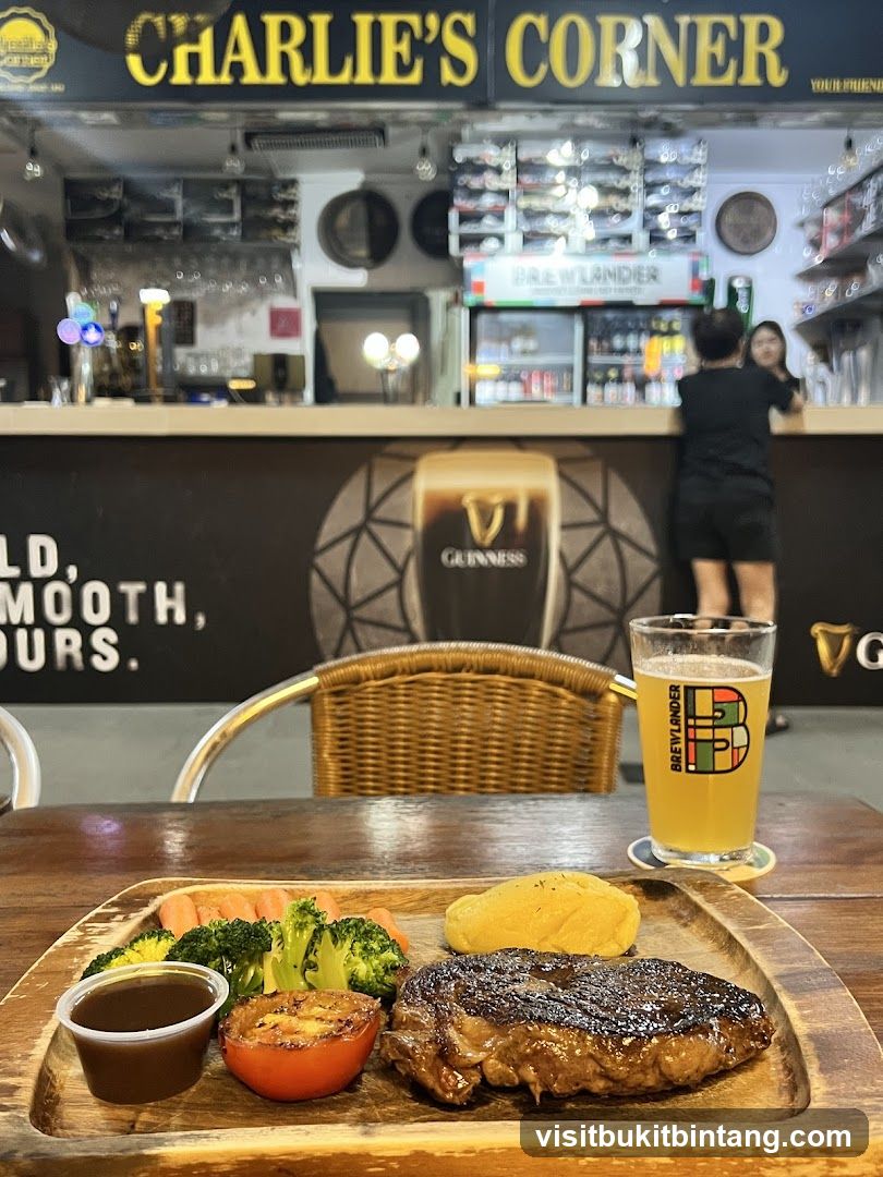 Steak Dinner with Beer