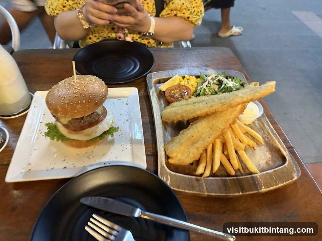 Burger and Fish and Chips