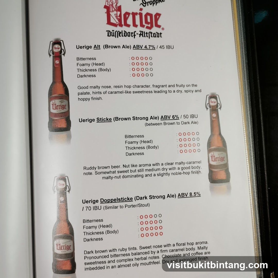 Uerige Beer Menu