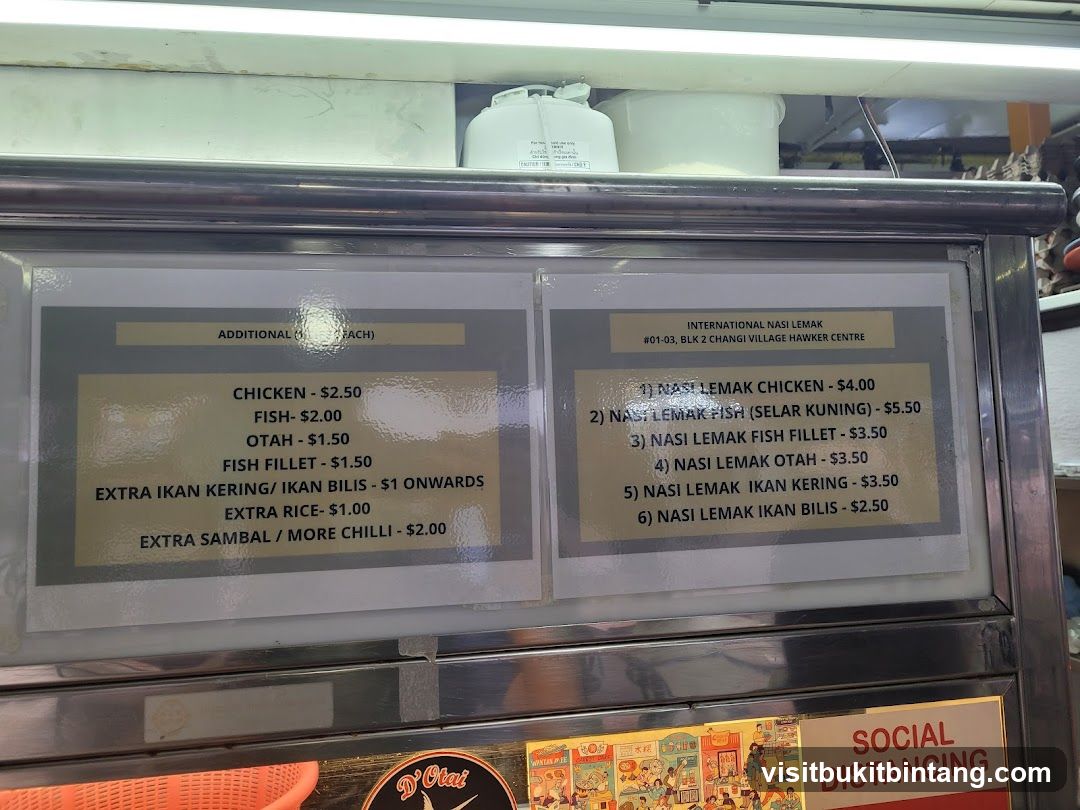 International Nasi Lemak Menu