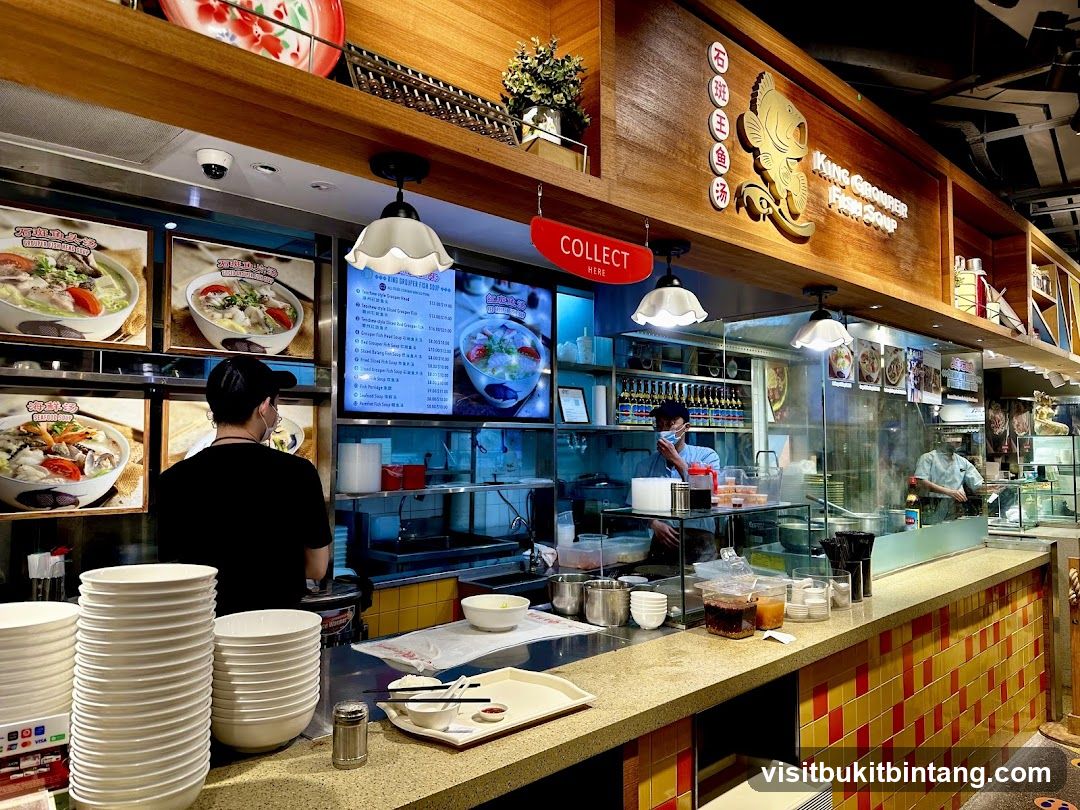 Restaurant Counter with Menu and Food Displays
