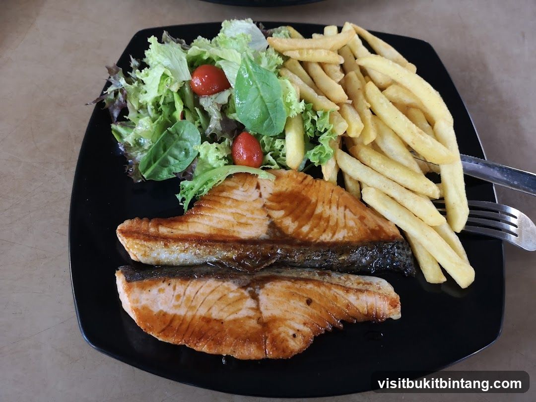 Salmon with Fries and Salad