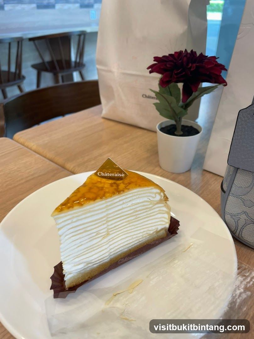 Slice of Mille Crepe Cake
