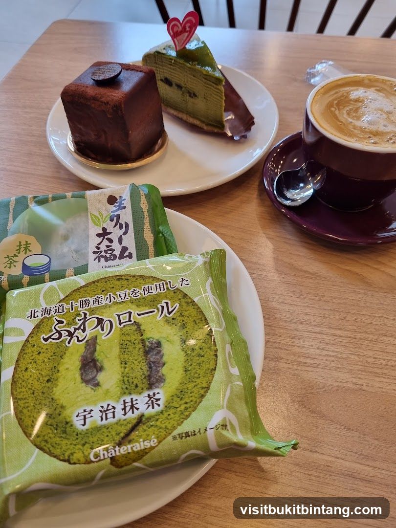 Matcha desserts and coffee