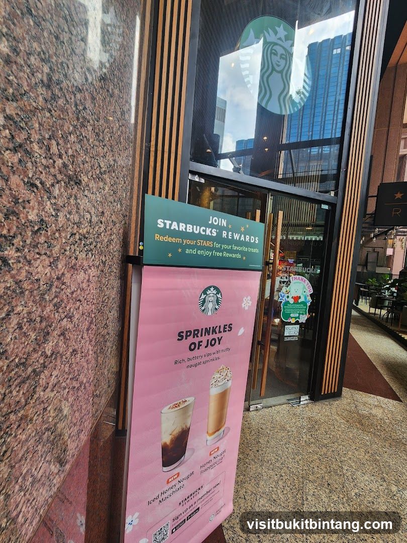 Starbucks promotional display outside storefront