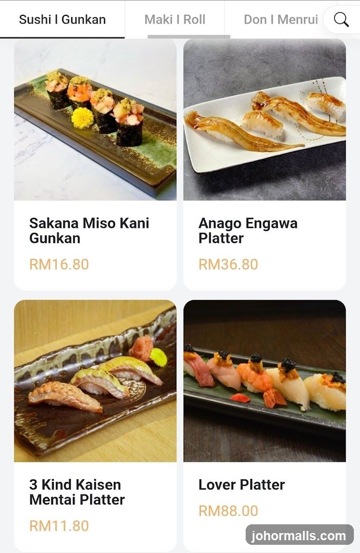 Sushi Menu