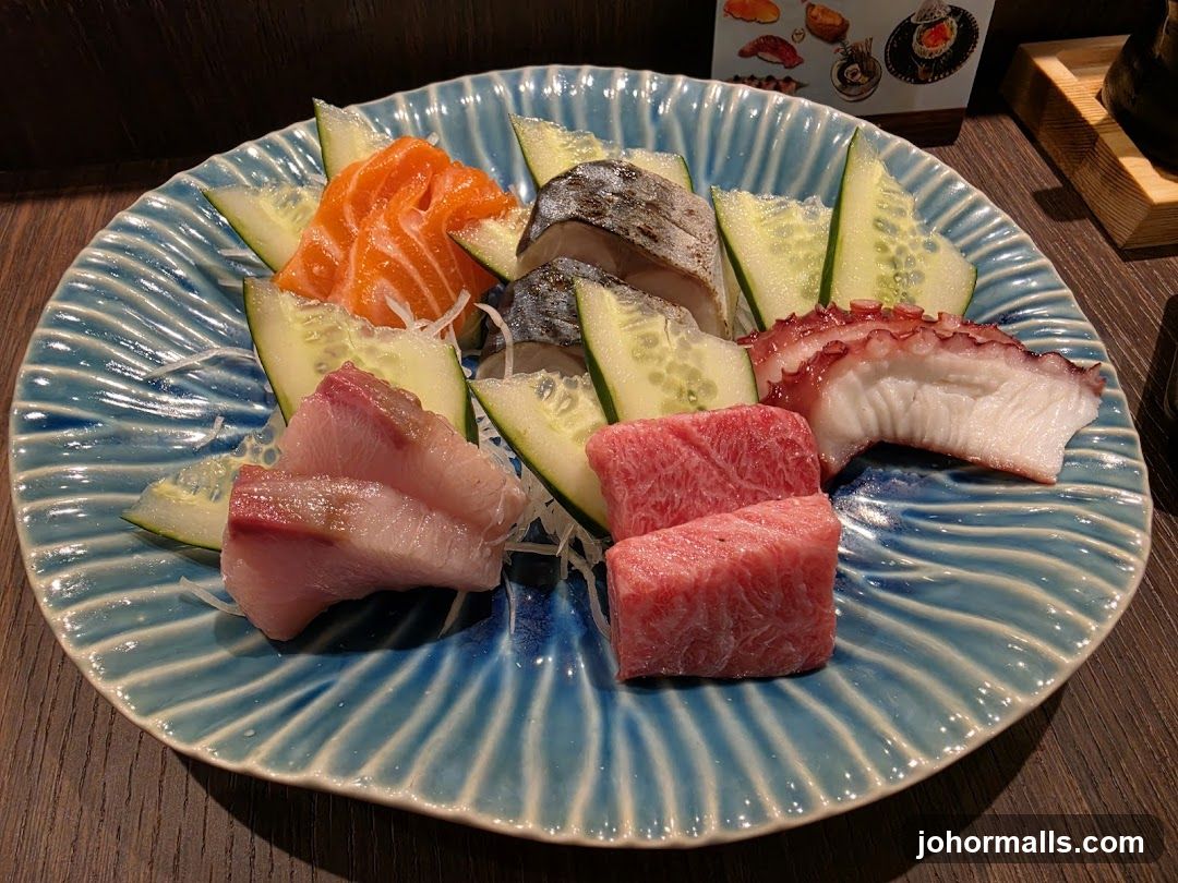 Sushi Plate on Blue Ceramic Dish