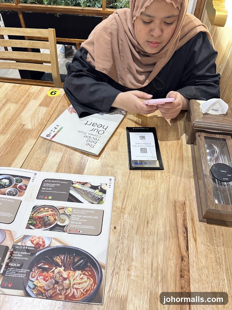 Customer at restaurant table