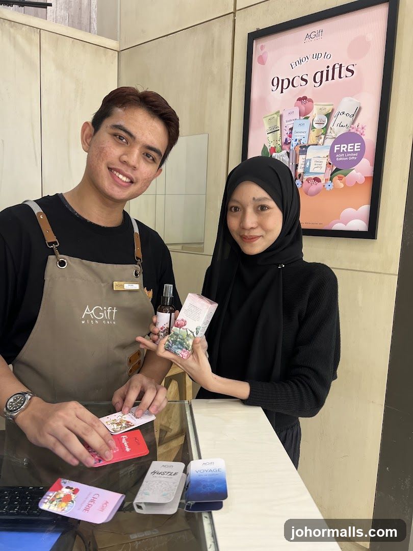 AGift with care staff at counter