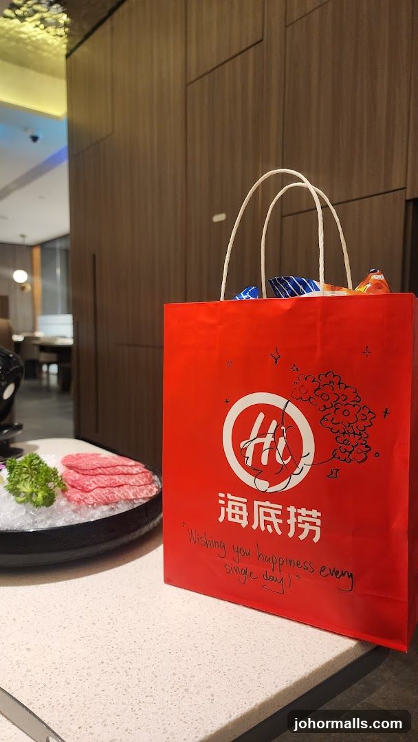 Red Gift Bag with Logo and Sliced Meat