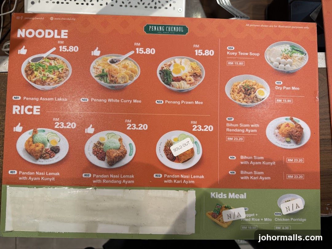 Penang Chendul Menu