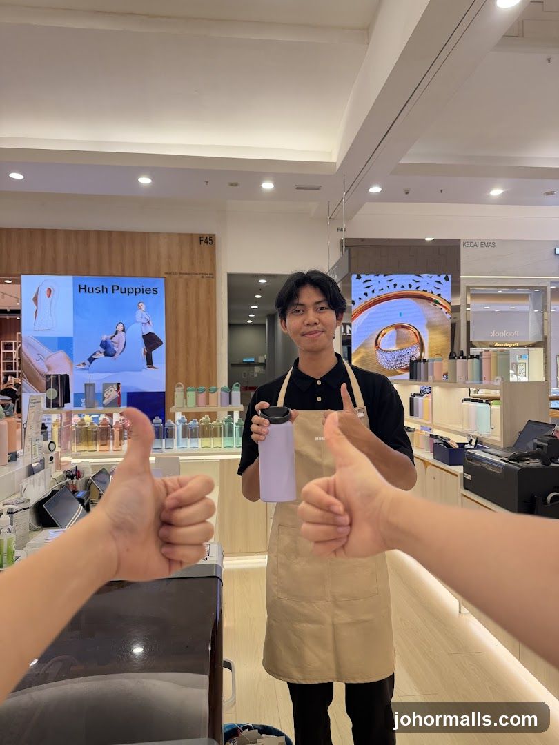Store Employee with Water Bottle