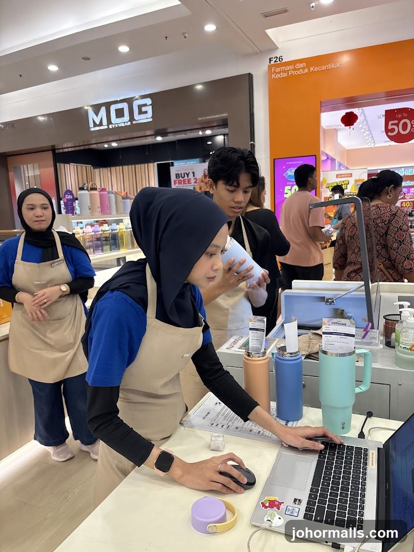 Staff at a retail counter