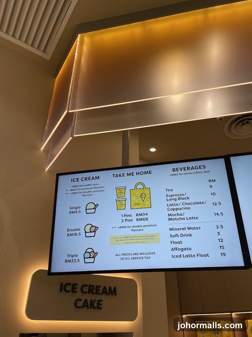 Ice Cream and Beverages Menu