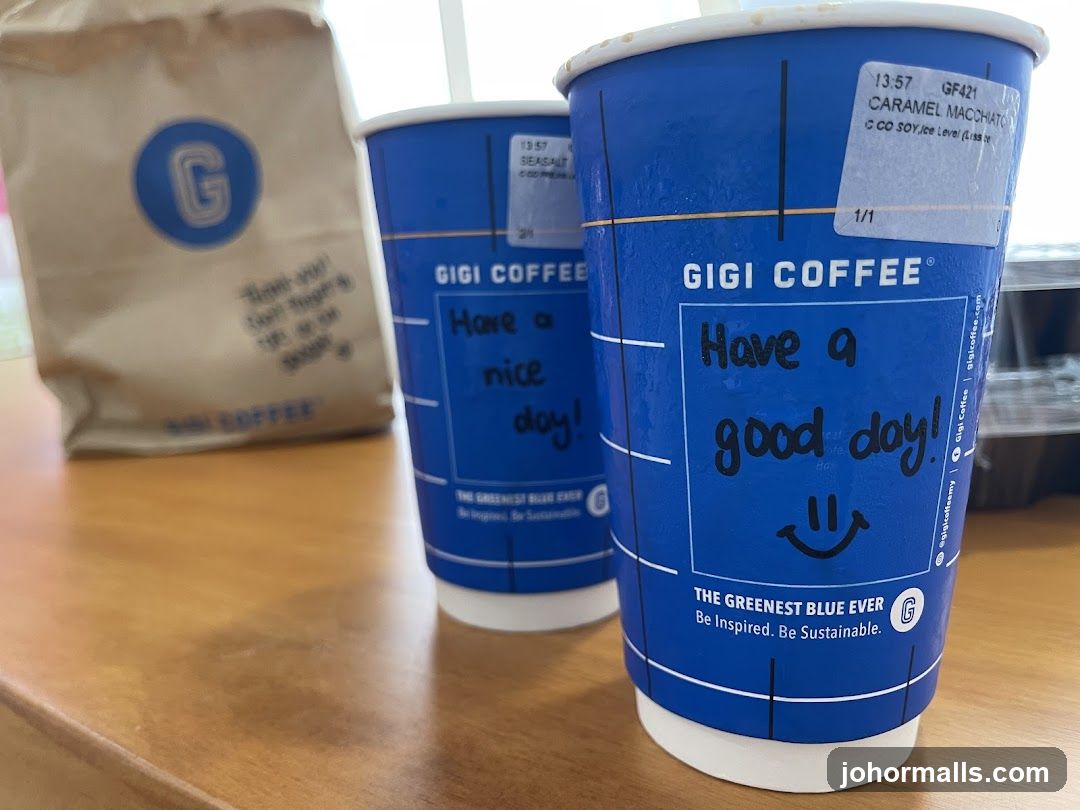 Gigi Coffee Cups and Bag