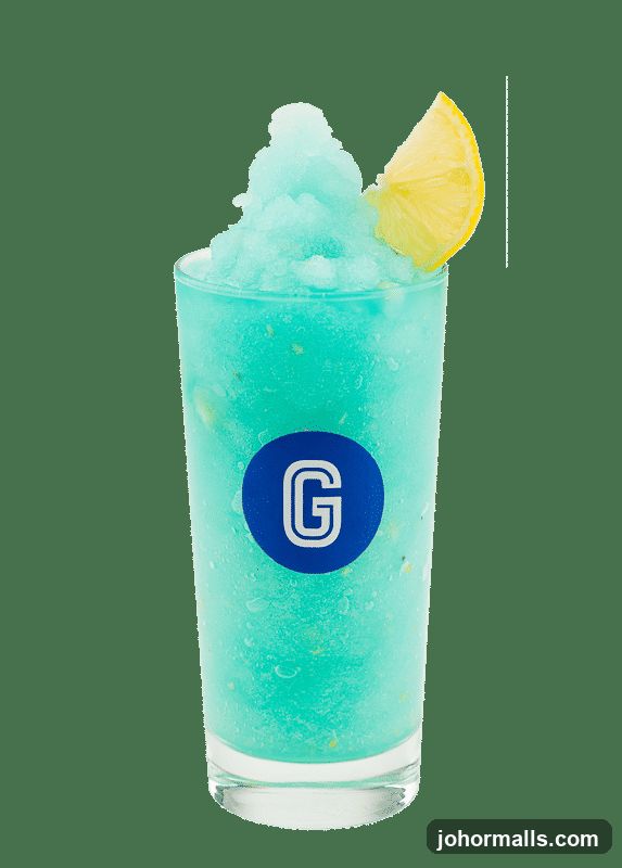 Blue Slushy Drink with Lemon Slice