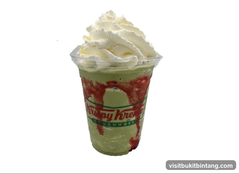 Green Frappe with Whipped Cream and Strawberry Drizzle