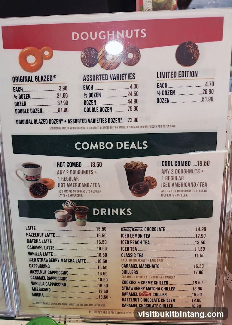 Krispy Kreme Doughnut Menu