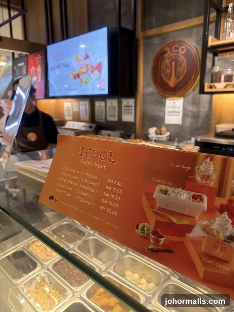 J.COOL Frozen Yogurt Menu