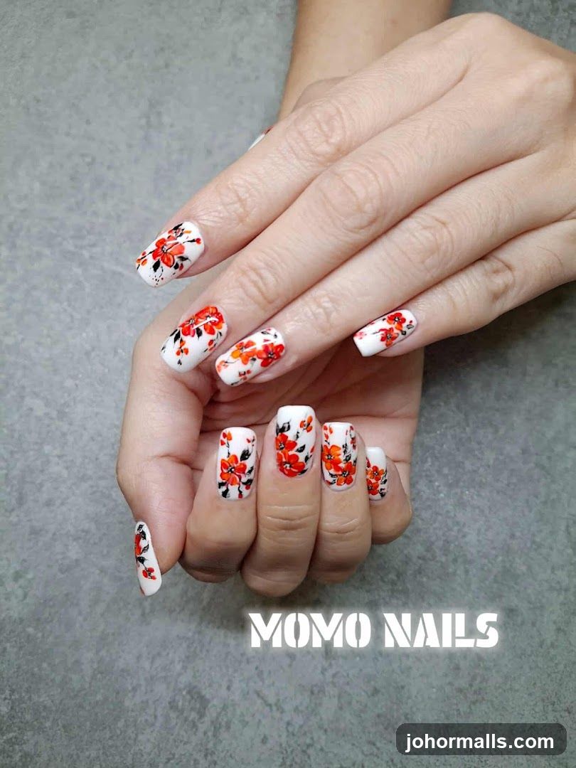 Nails with Floral Design