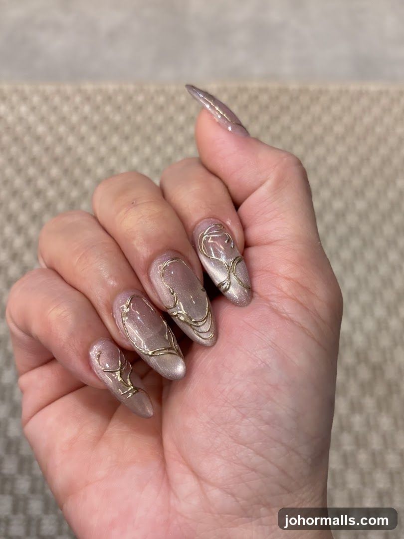 Nails with gold accents