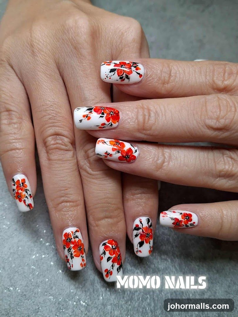 Nails with floral design