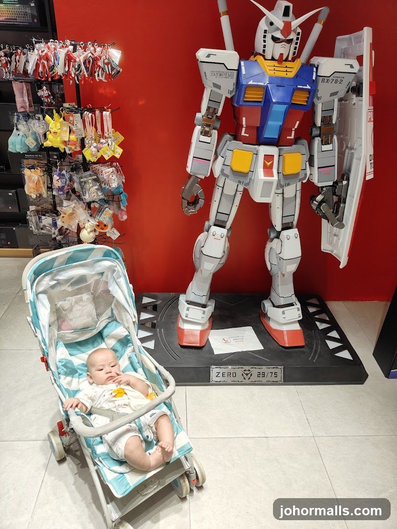 Gundam Model and Baby in Stroller