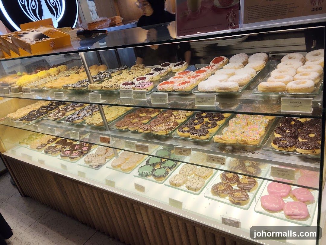 Donuts in a display case