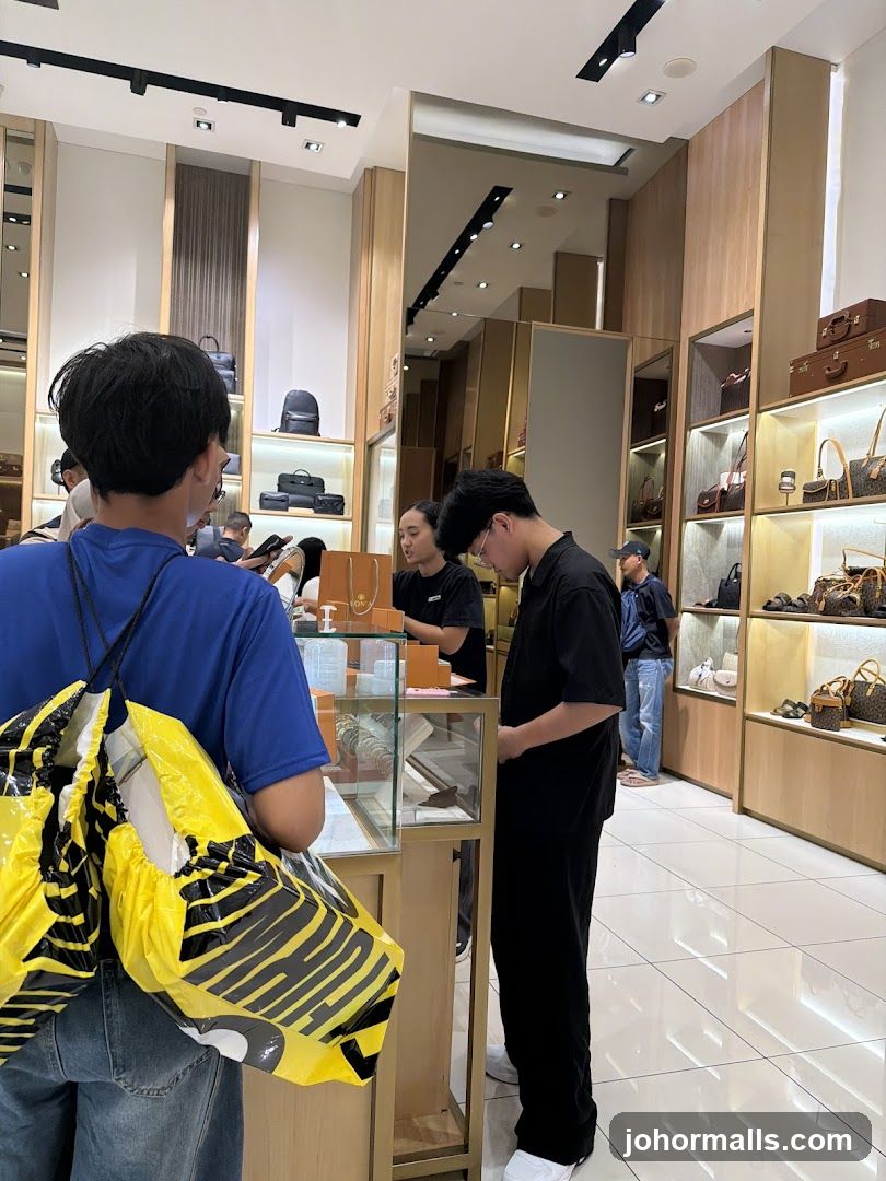 Customers browsing in a luxury goods store