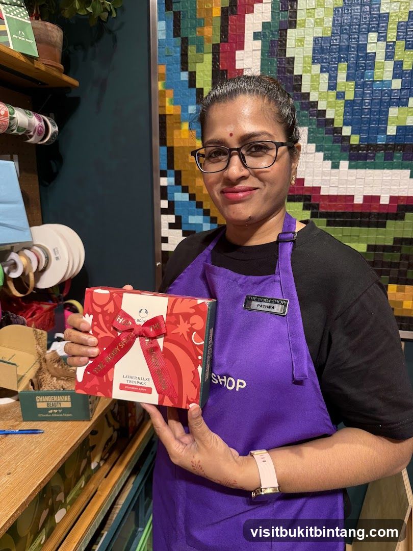 Employee holding a gift set
