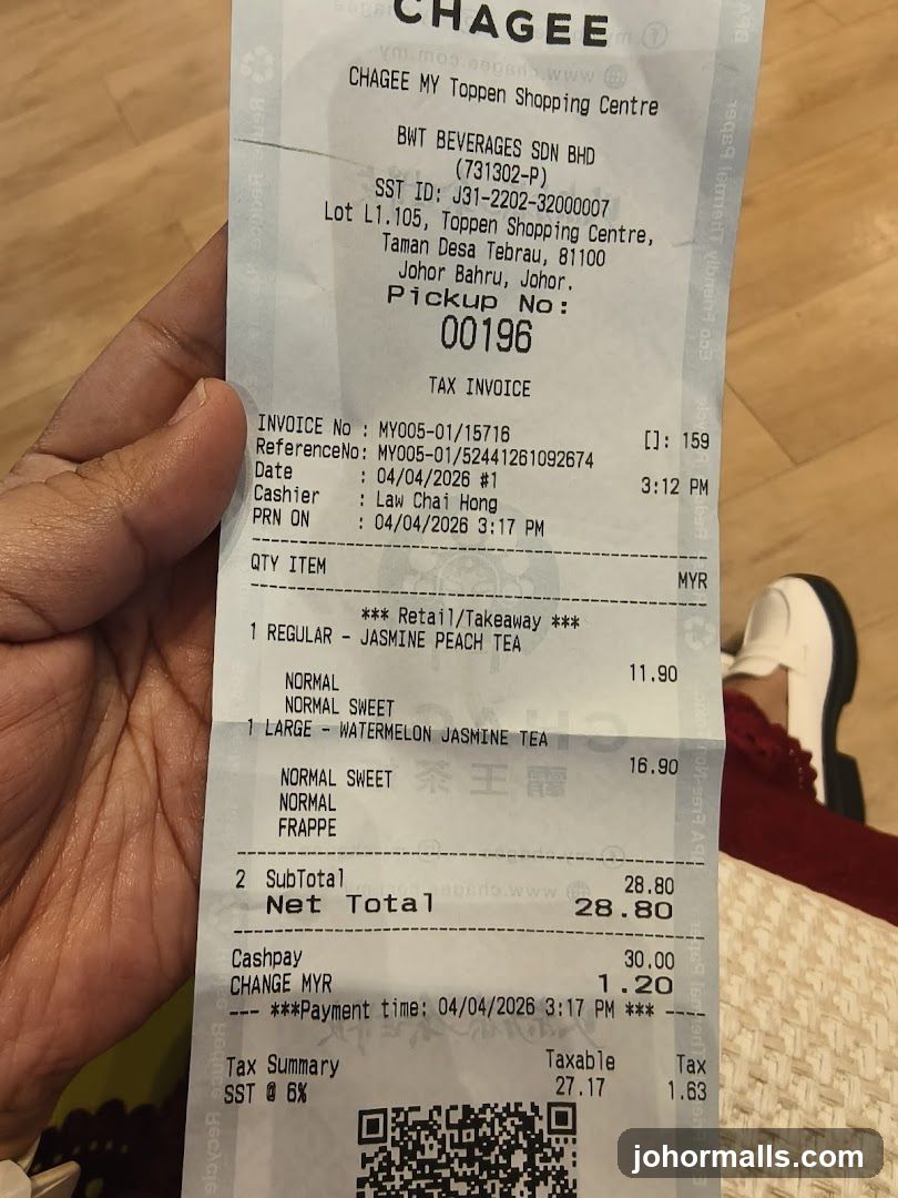 CHAGEE Receipt