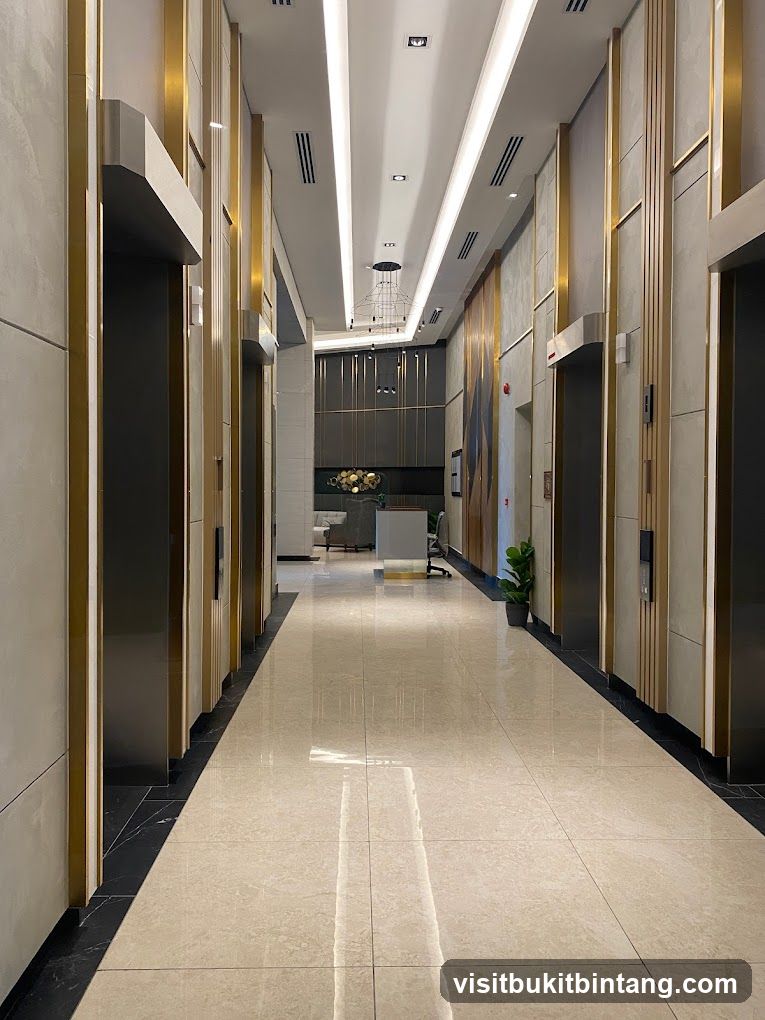 Modern Hallway with Elevators