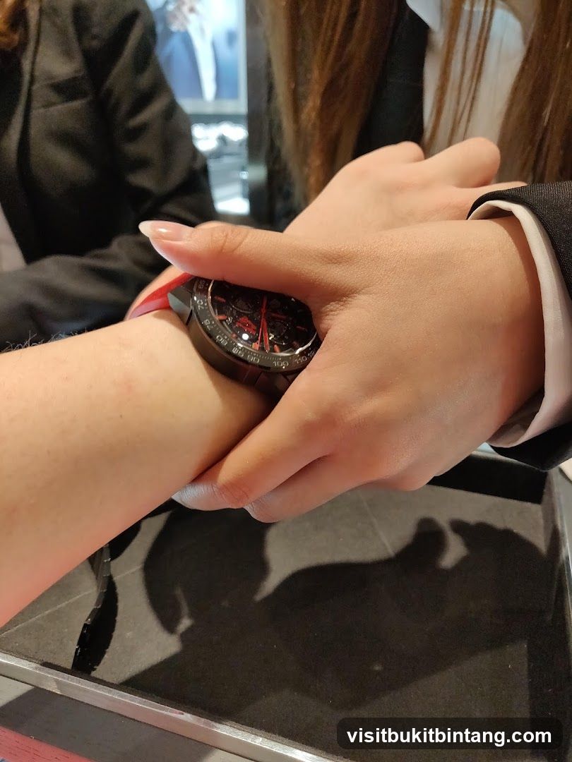 Trying on a watch