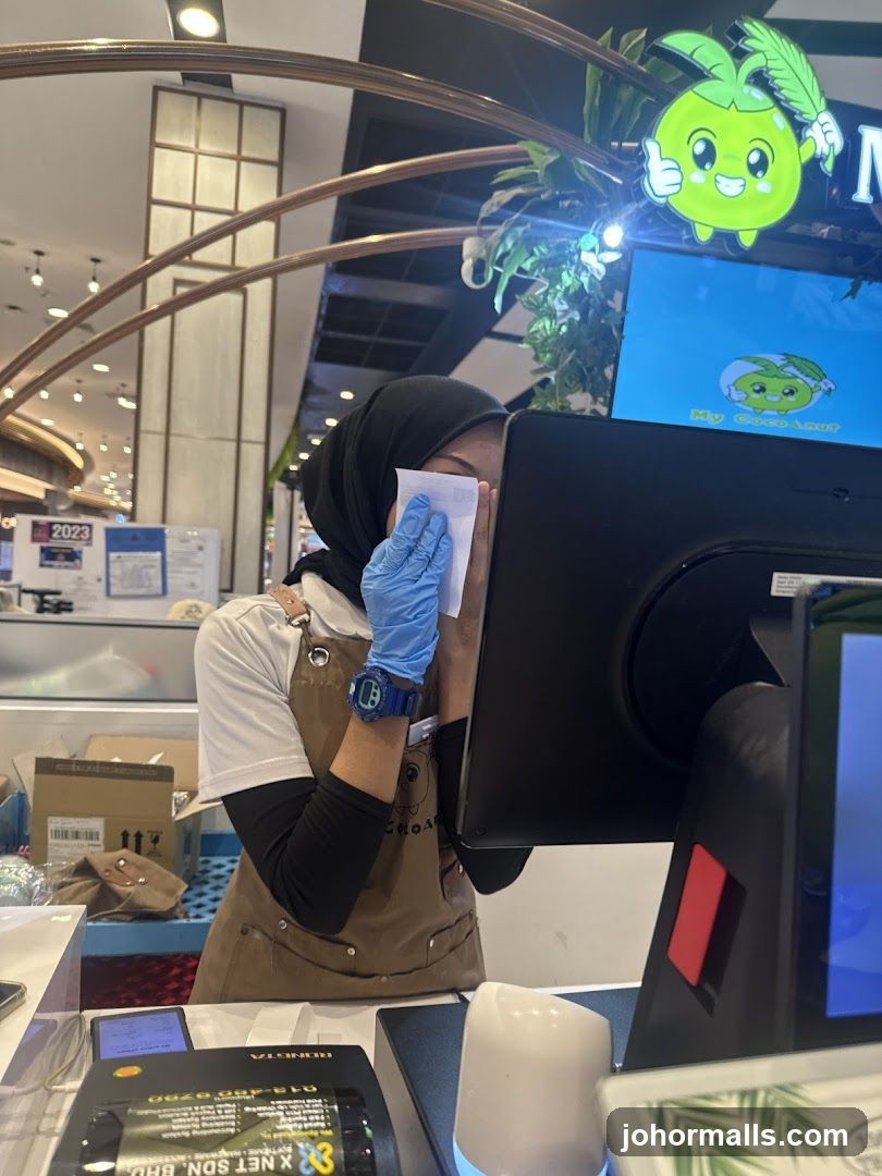 Cashier cleaning screen