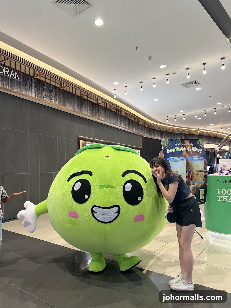 Mascot and Woman Posing