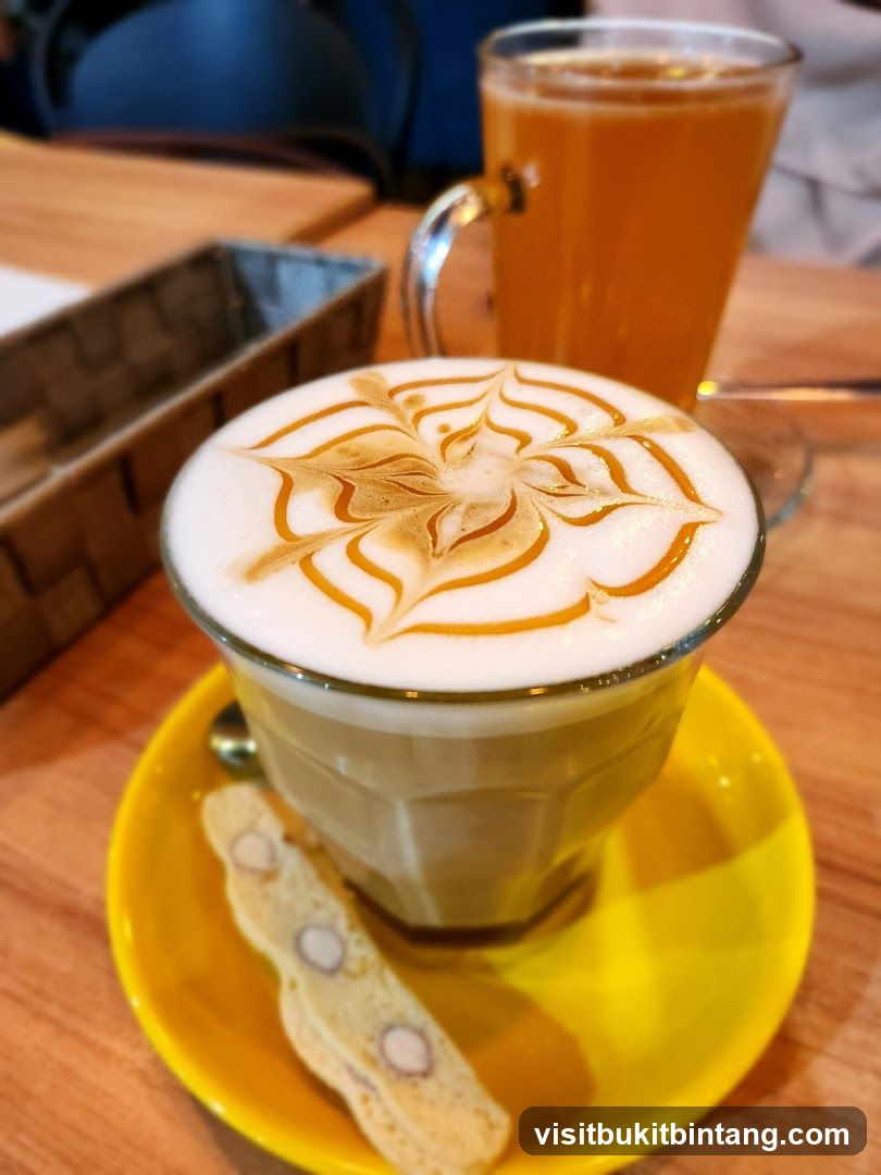 Latte with Caramel Drizzle and Biscotti