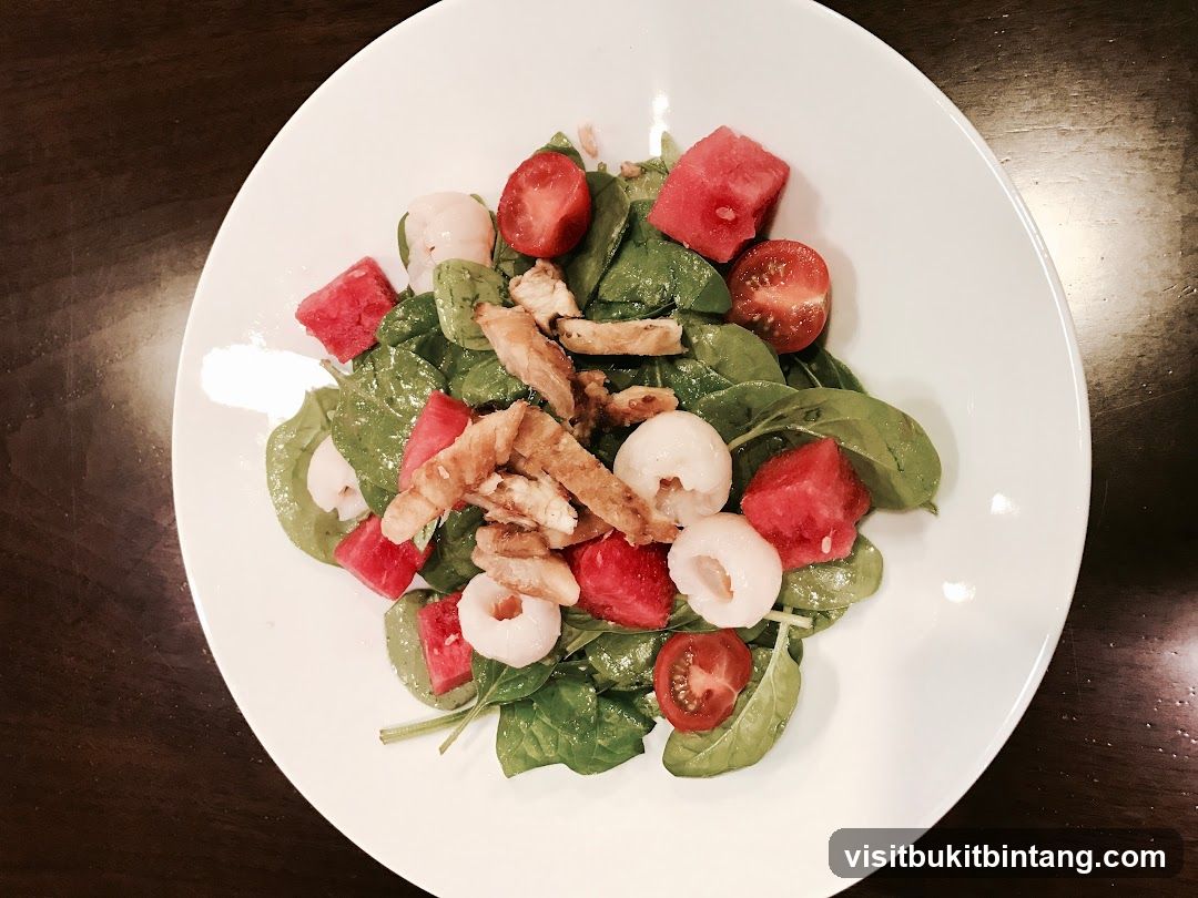 Spinach Salad with Watermelon and Lychee