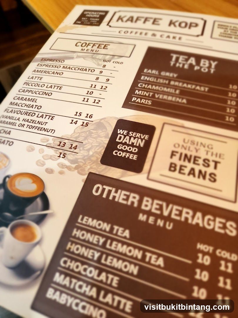 Kaffe Kop Coffee & Cake Menu