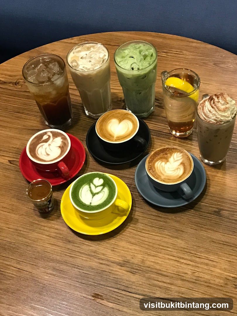 Assortment of Coffee and Matcha Drinks