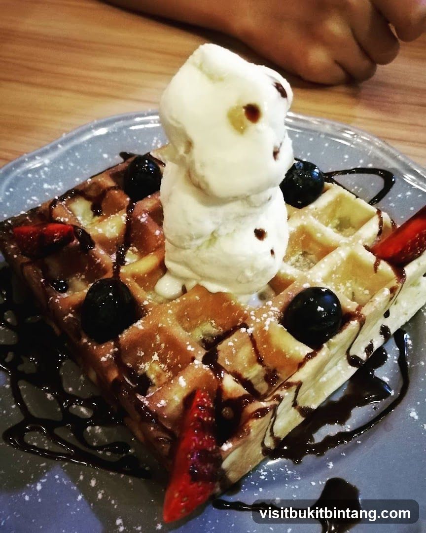 Waffle with Ice Cream and Berries