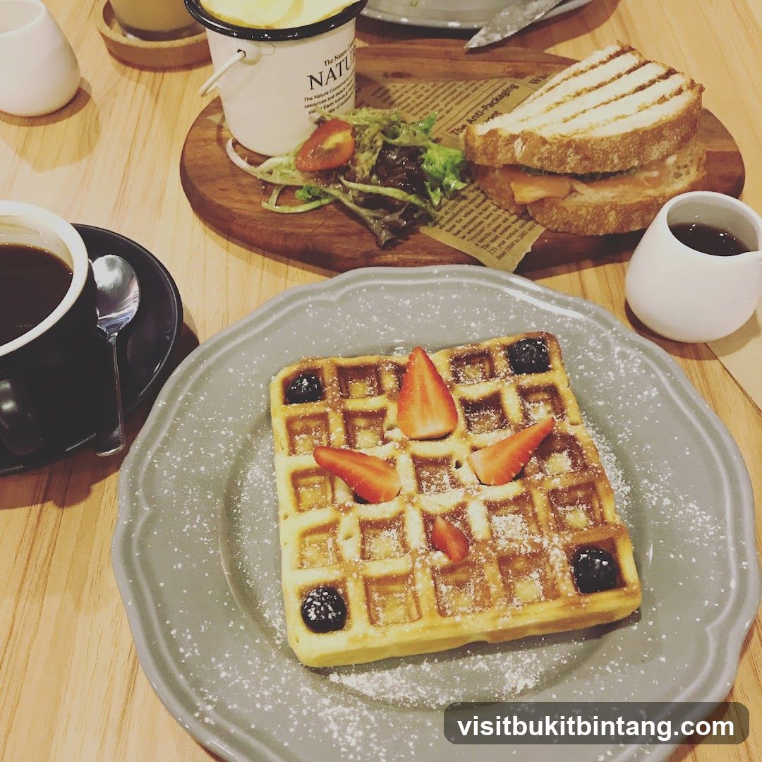 Waffle with Strawberries and Coffee