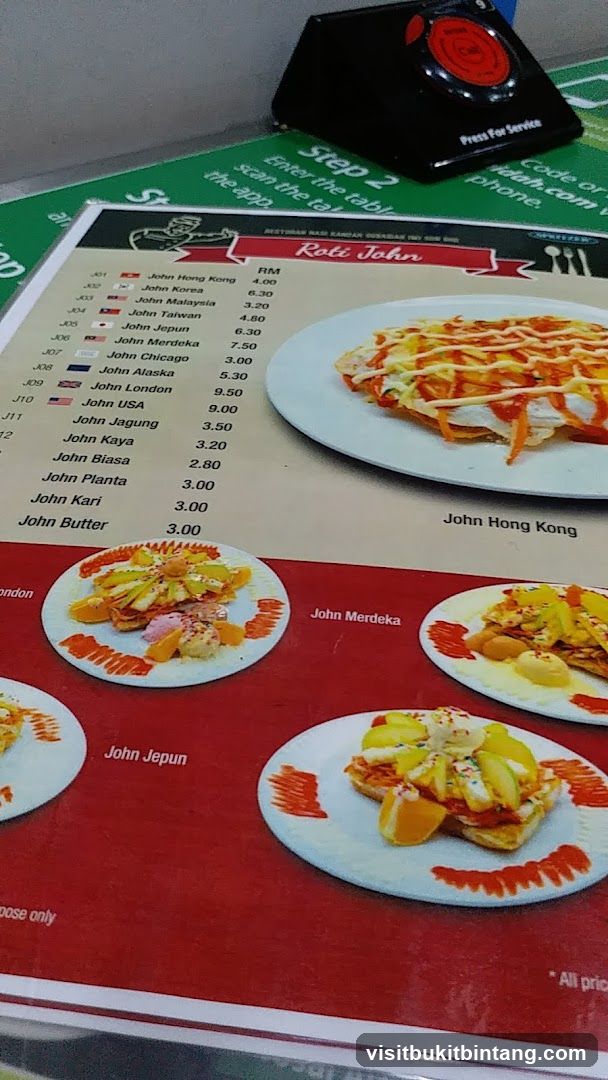 Roti John Menu