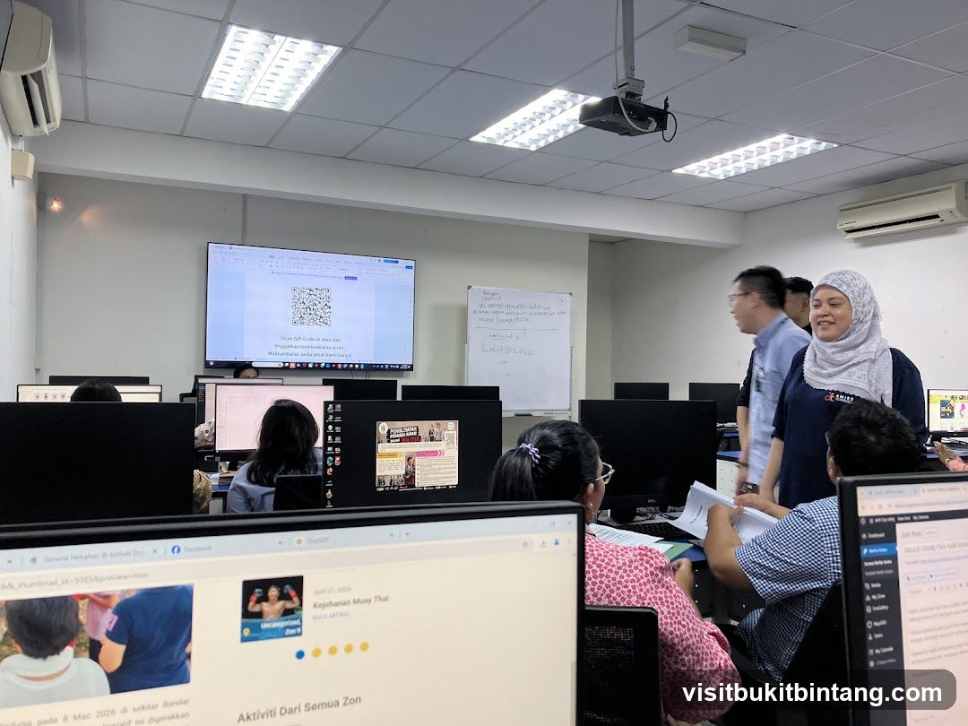 Classroom with computers and people